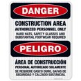thumbnail image 1 of Construction Area Authorized Personnel Only Bilingual Sign, OSHA Danger Sign, (SI-3718) 24x30 Reflective Aluminum EGP, 1 of 1