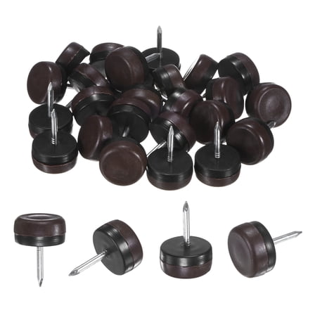 Uxcell 24-Pack Furniture Sliders, 0.8" Nail-on Chair Leg Protectors for Hardwood Floors/Table/Chair/Wooden Floors [Brown]