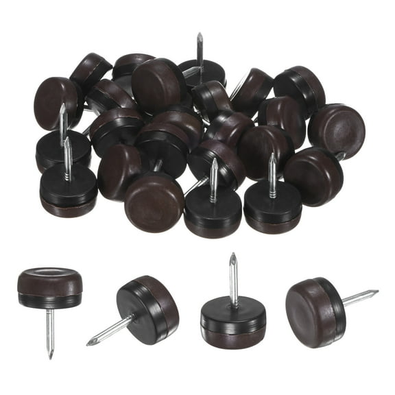 Uxcell 24-Pack Furniture Sliders, 0.8" Nail-on Chair Leg Protectors for Hardwood Floors/Table/Chair/Wooden Floors [Brown]