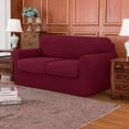 thumbnail image 3 of Subrtex Textured Grid Stretch Sofa Cover Couch Slipcover with Separate Cushion Cover (Wine, Loveseat), 3 of 6