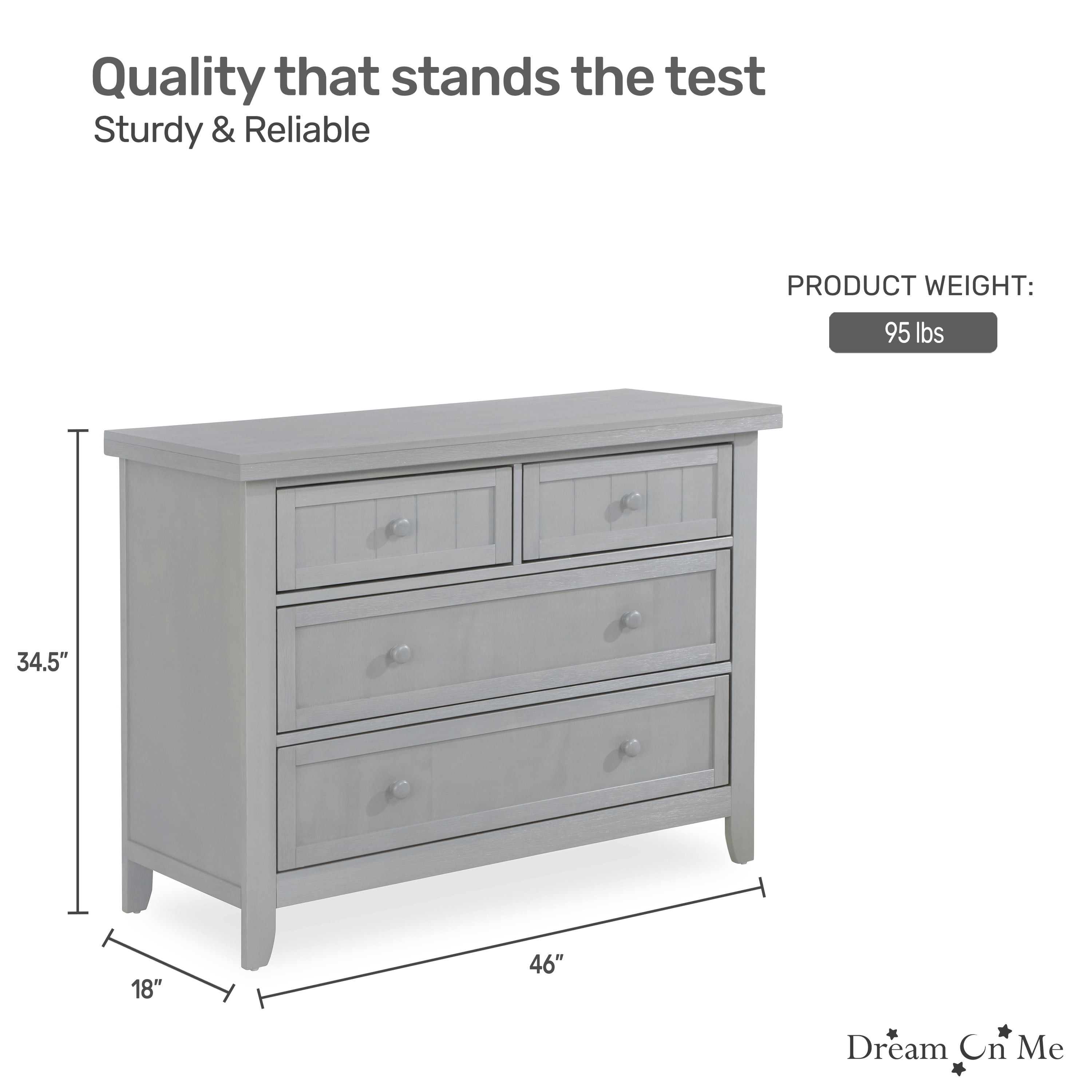 Dream On Me Wade Dresser, Pebble Grey