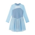 thumbnail image 3 of DPOIS Kids Girls Mesh Shiny Rhinestones Figure Ice Skating Dress Ballet Dance Leotard Sky Blue 10, 3 of 7