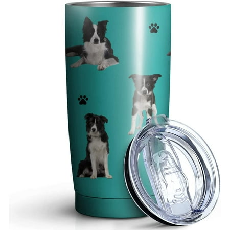 

Border CollieDesign Tumbler Stainless Steel Insulated Travel Coffee Cups with Lid and Straw Ideal Memorial Gift for Dog Dad/Mom 20oz