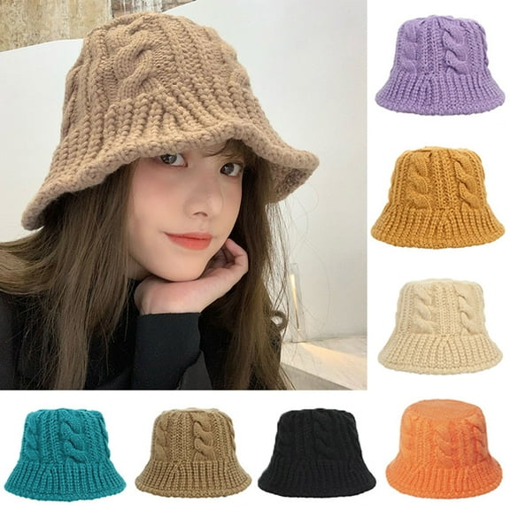 Dengjunhu Knitted Bucket Hat for Women Fashion Fisherman Hats Beanie Travel Sun Caps