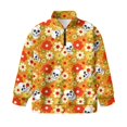 thumbnail image 4 of Uorisanigo Daisy Skull Girls Half Zip Collar Sweatshirts Long Sleeve Lapel Zipper Sweatshirt Casual Essentials Quarter Zipper Pullover Shirts Fall Trendy Winter Clothes Athletic Top, 4 of 7