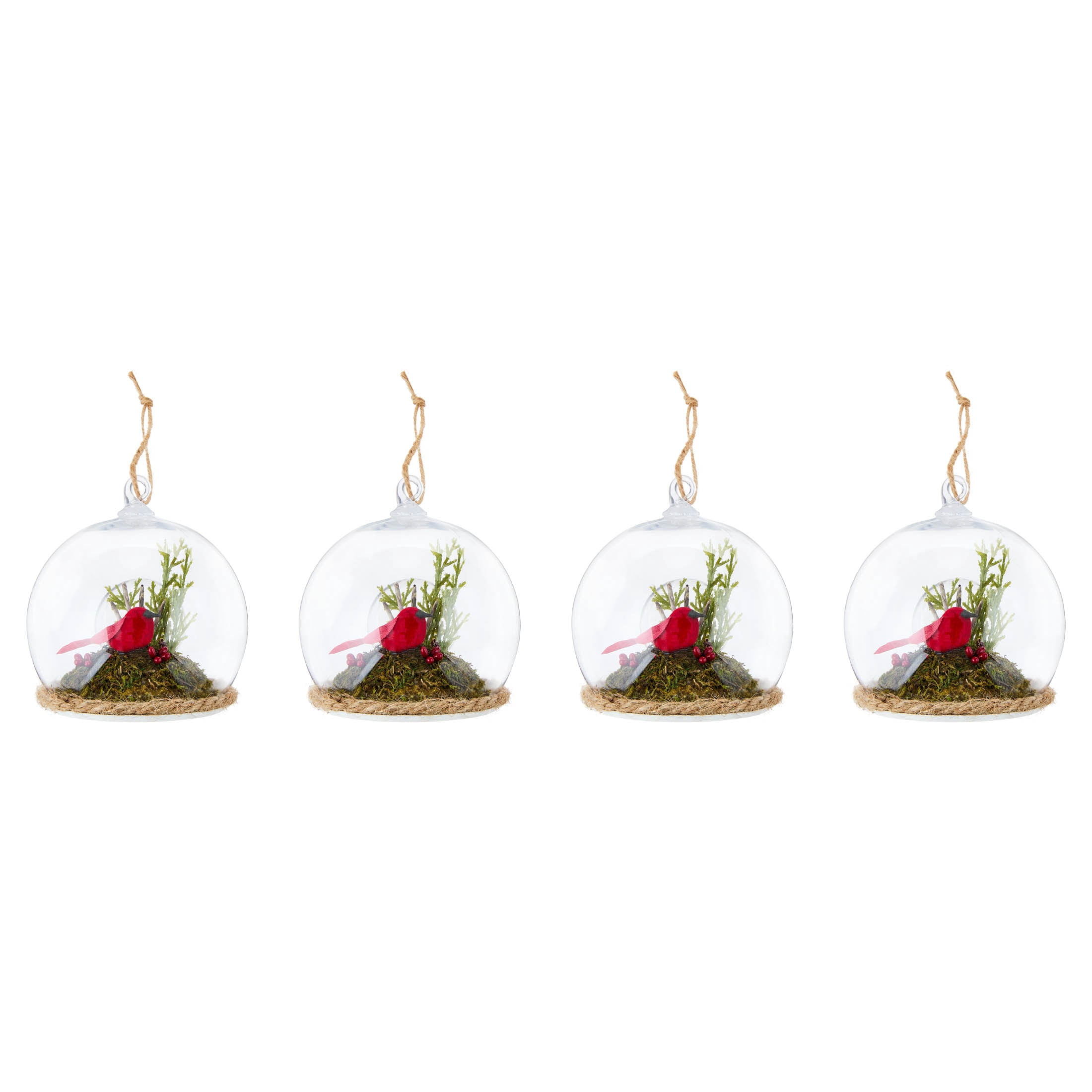 4-Count Multicolor Cardinal Scene in Ball Shatterproof Christmas Ornaments, 4", by Holiday Time
