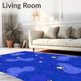 thumbnail image 2 of ODIKA 3'x5' Machine Washable Non-Slip Area Rug, Enchanting Highland Calf Dreamscape with Starry Sky Accents High Traffic Rug with Pad, Blue, 738659, 2 of 8