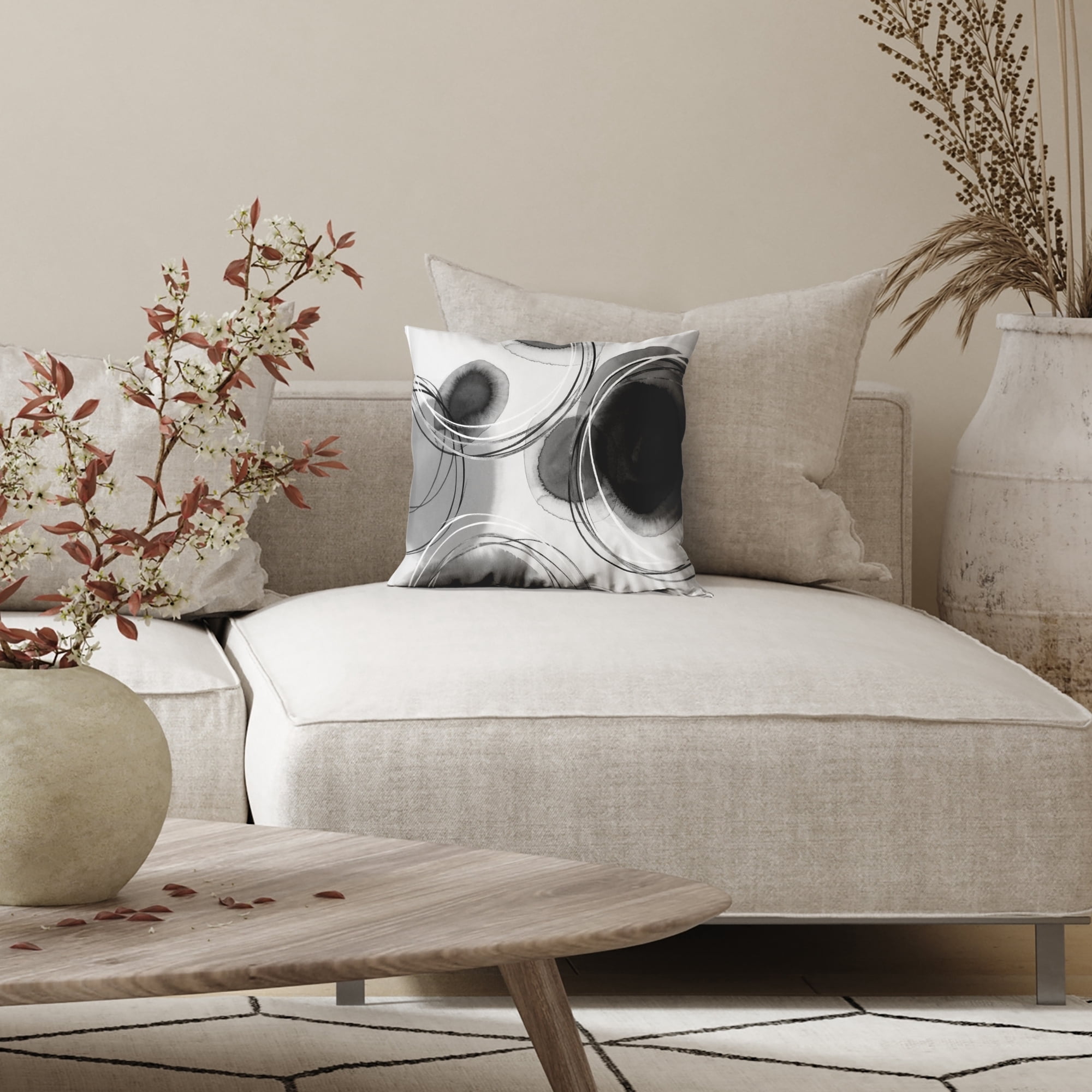 Americanflat 18"x18" Abstract Throw Pillow with Premium Polyester - Black and White