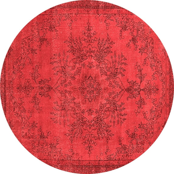 Ahgly Company Indoor Round Oriental Red Industrial Area Rugs, 5' Round
