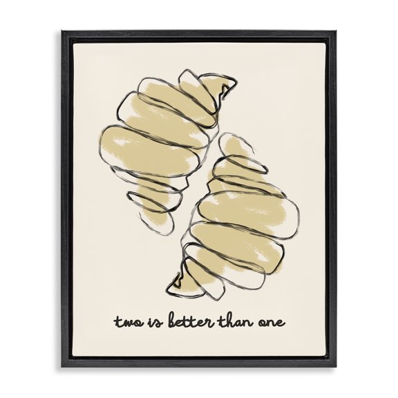 Stupell Industries Contemporary Croissants with French Phrase Black Floating Frame Canvas Art, 17 x 21, by Lil' Rue