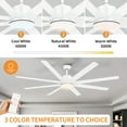 thumbnail image 4 of Craftian 72in Modern White Ceiling Fans with Lights and Remote Control, Ceiling Fans with 8 Aluminum Blades and 6 Speed, 4 of 10