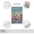 thumbnail image 2 of Grand Place Classic Poster Retro Brussels Cityscape with Historic Squares & Cafés Print Poster, 2 of 8