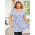 thumbnail image 7 of SHOWMALL Women's Plus Size Tunic Short Sleeve Blue Dandelion 0X Crewneck Shirt Top Summer Maternity Flowy Loose Fit, 7 of 7