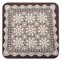 AUQ Vintage Square Tablecloth Doily Cotton Lace Crochet Floral Table Cloth Cover,Beige,16X16Inch