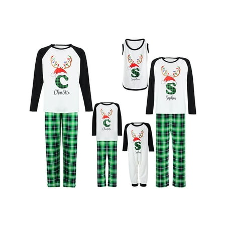 

AMILIEe Matching Family Christmas Pajamas Long Sleeve Christmas Elk Print Pjs Loungewear Sleepwear