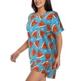 thumbnail image 2 of Naloa Cartoon Watermelon Women's Short-Sleeved Pajama Set, Loungewear, Summer pajamas, Breathable Cozy - Large, 2 of 9