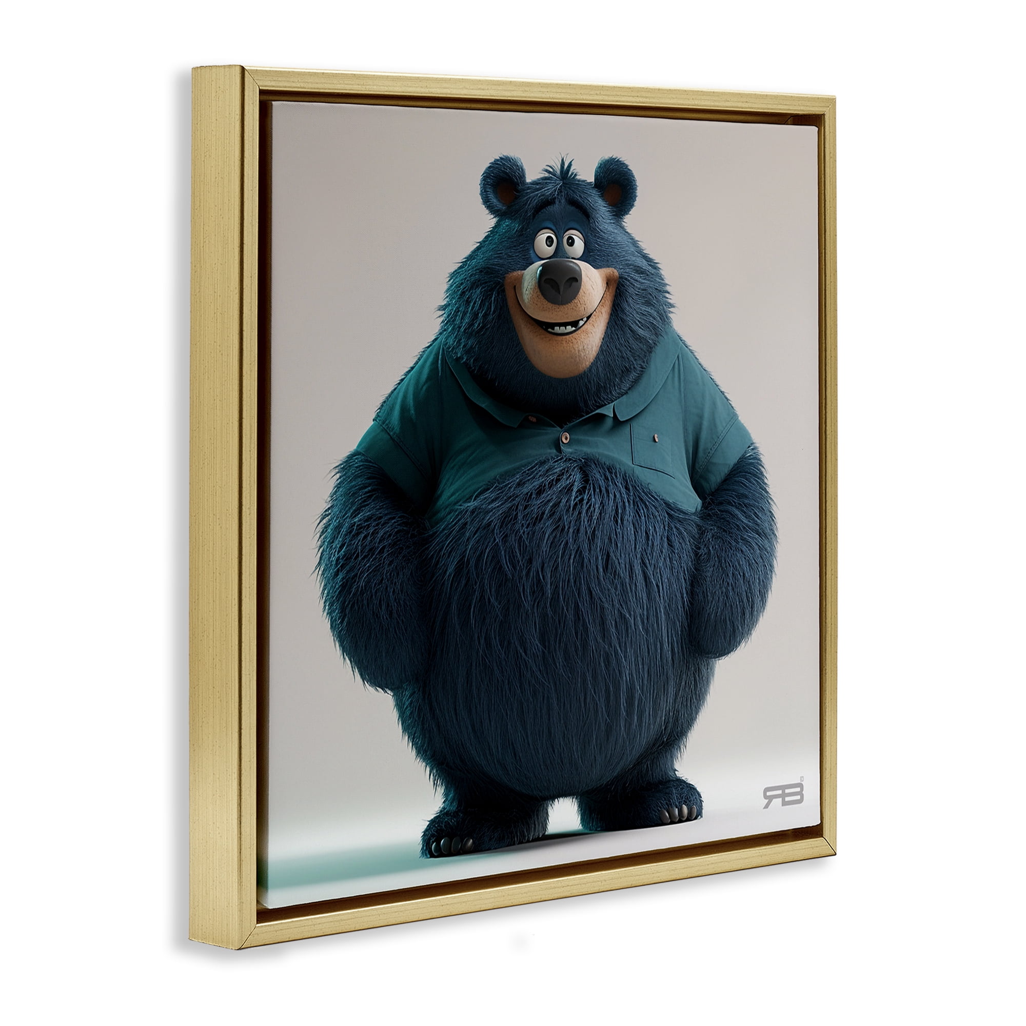 Stupell Industries Black Bear with Shirt Animals Painting Gold Floater Framed Canvas Art Print Wall Art, 25 x 25