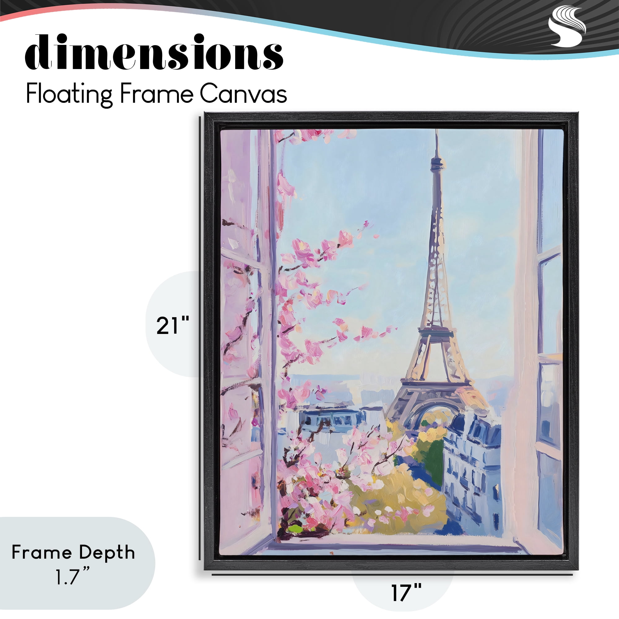 Stupell Industries Eiffel Tower View in Spring Black Framed Floater Canvas Wall Art, design by The Prints Vibe