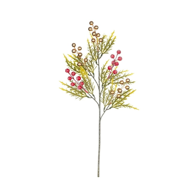 Christmas Decorations for Tree Artificial Simulation Pines Needles One Fake Pines Branches Christmas Desktop Decoration Christmas Red Fruit Pines Needles Christmas Decorations Table Decor