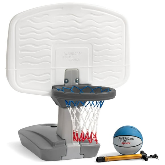 Simplay3 Ensemble de Jeu de Panier de Basketball pour Piscines, Comprend Ballon, Pompe et Filet pour 8 Ans et Plus, Fabriqué aux États-Unis, Gris