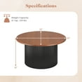 thumbnail image 3 of Costway Table Basse Ronde 32 Pouces Table à Thé avec Cadre en Bois Massif Table d'Appoint pour la Maison Table Cocktail, 3 of 10