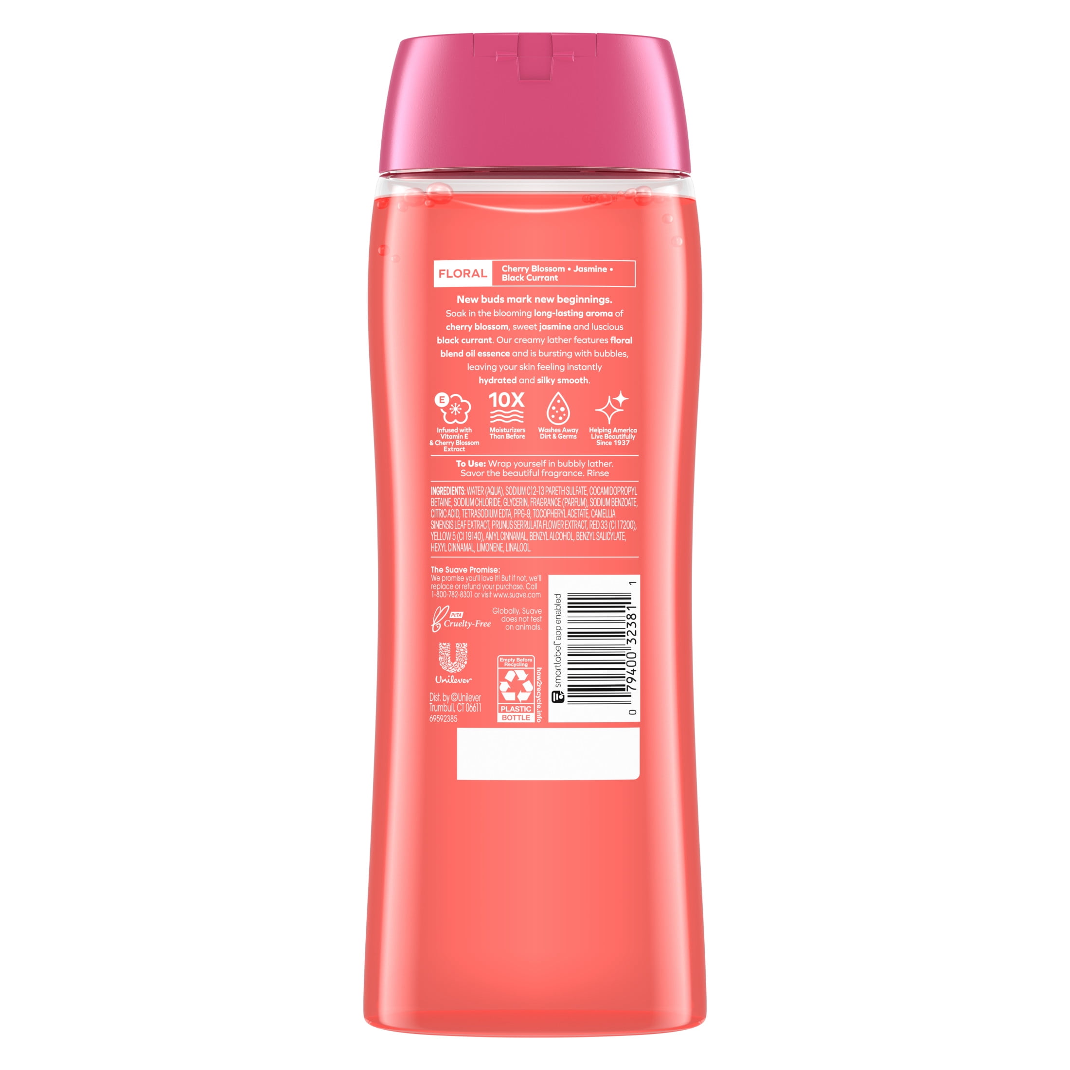 (6 pack) Suave Essentials Gentle Body Wash, Wild Cherry Blossom. 18 oz