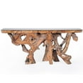 thumbnail image 4 of Rustic Teak Wood Root Live Edge Console Table with Glass Top, 72 inches, 4 of 5