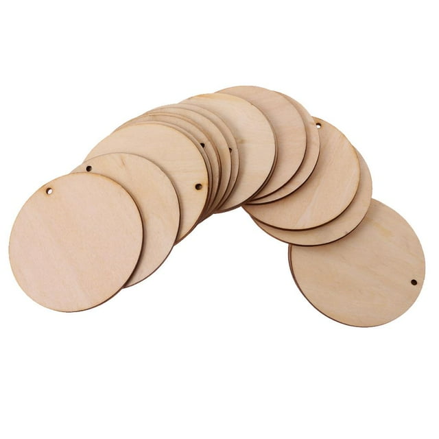 jifeng 25pcs en Bois Rond Inachevé Scrapbooking Fête de Mariage Pendaison Cadeau 80mm 25Pcs