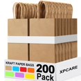 thumbnail image 1 of Bolsas de papel para regalo XPCARE, 200 unidades, papel kraft marrón con asas de 13 x 8,3 x 21 cm, 1 of 8