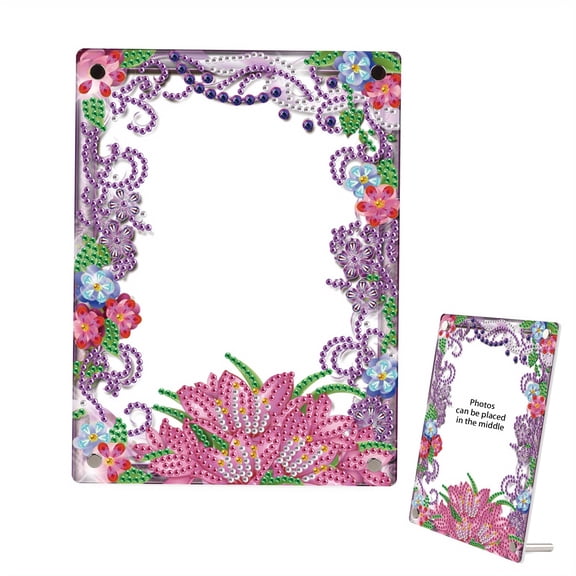 DIY Diamond Painting Picture Frame Kit Lotus Flower Sparkling Rhinestone Frame Craft Perfect for Home Decor, Office Desks, and Gifts