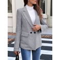 thumbnail image 5 of Women'S Lapel Collar Plaid 2 Button Boyfriend Blazer Suit Houndstooth Work Office Blazer Jacket Black XL, 5 of 9