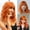Ginger Orange, variant on Veally Short Wavy Bob Wigs with Bangs for Women Black Mixed Brown Short Wavy Bob Curly Wig Synthetic Heat Resistant Bob Wig