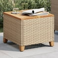thumbnail image 2 of vidaXL Garden Table Beige 45x45x37 cm Poly Rattan Acacia Wood, 2 of 5