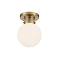 thumbnail image 5 of Possini Euro Design Jilly Modern Ceiling Light Semi Flush Mount Fixture 6 3/4" Wide Warm Antique Brass White Glass Globe Shade for Bedroom Living Room, 5 of 6