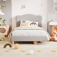 thumbnail image 3 of Twin XL Bed Frame with Adjustable Headboard, Sherpa Fleece Upholstered Modern Platform Bed Frame with Sturdy Wood Slats, No Box Spring Needed, Easy Assembly, Light Grey, 3 of 7