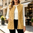 thumbnail image 5 of Lcziwo Fuzzy Fleece Vest for Women Sleeveless Jacquard Open Front Cardigan with Pockets Plush Cozy Casual Jackets Yellow,XXL, 5 of 9