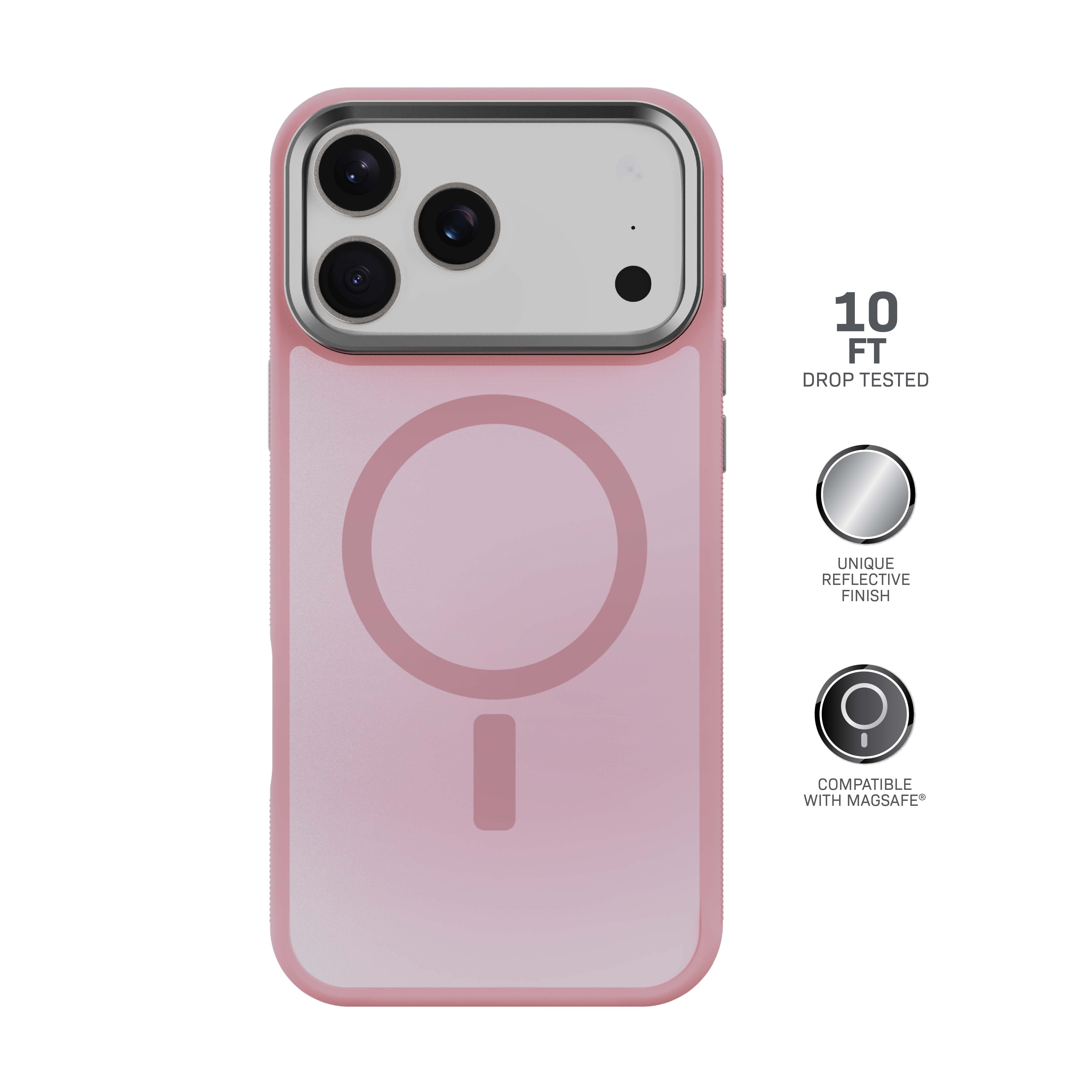 Body Glove Reflector Phone Case for iPhone 18 Pro / 17 Pro, MagSafe Compatible - Metallic Rose Gold