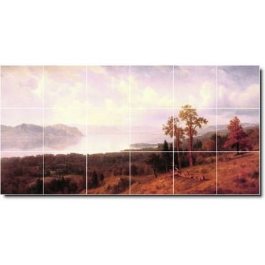 Ceramic Tile Mural-Albert Bierstadt Landscapes Painting 112. 25.5" w x 12.75" h using (18) 4.25 x 4.25 ceramic tiles