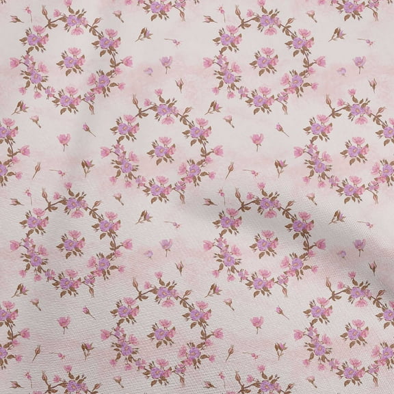 oneOone Cotton Flex Light Pink Fabric Watercolor Floral Sewing Material Print Fabric By The Yard 40 Inch Wide