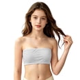 thumbnail image 2 of YaEYa Girl Strapless Cotton Bandeau Bra with Removable Padding Wirefree Non Tube Top Bralette Seamless Comfort Training Bras Grey, 2 of 6