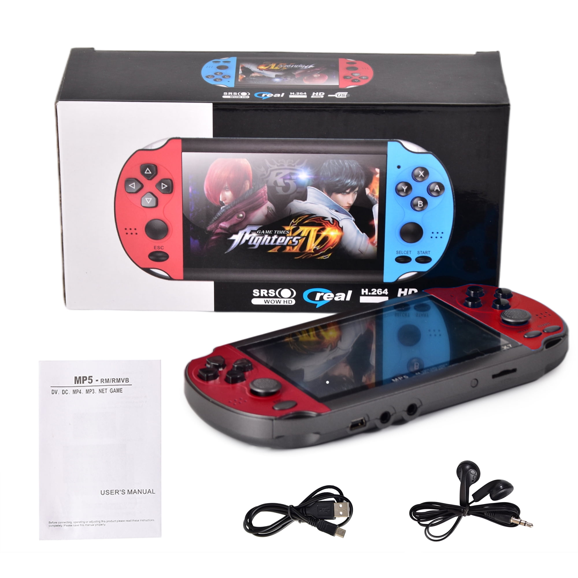 X7 4.3 PSP 8G ROM Hand Game Machine Player,TV Output with Earphone,Red 