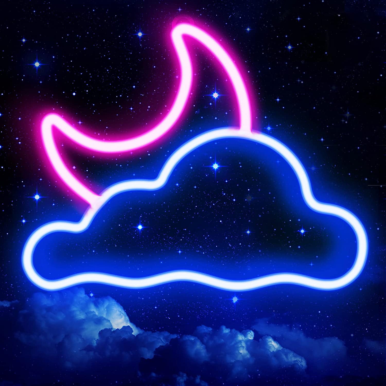 Neon Sign, Dotpet Cloud and Moon Led Neon Light, Neon Light for Wall USB/Battery Powered Led Neon Sign for Bedroom Cool Room Decor (Pink) - Walmart.com