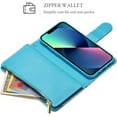 thumbnail image 4 of Wallet Case for iPhone 13 6.1 inch, Vintage PU Leather Magnetic Closure Geometric Handbag Zipper Pocket Case Kickstand Card Holder Slots TPU Shockproof Flip Case - Marble Blue, 4 of 7