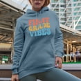 thumbnail image 2 of First Grade Vibes, Elementary School Teacher, Groovy Retro Wavy Text Merch Gift, Light Blue Hooded Sweatshirt or Hoodie, Large, 2 of 5