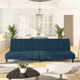 thumbnail image 1 of vidaXL 2-Seater Sofa Bed Blue Velvet, 1 of 5