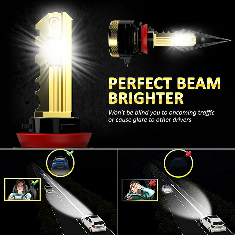 D-Lumina H8/H11 LED Headlight Bulb Canbus 130W 12000LM 6500K, Auto Car Lamp  Lights LED Headlights Conversion Kit, Pack of 2