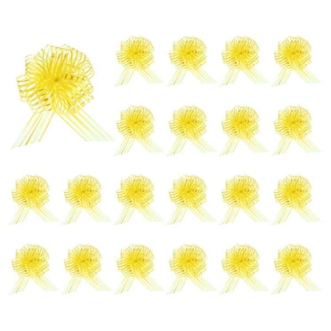 Uxcell 20pcs Pull Bows 6.3 Inches Wide Ribbon Gift Bow for Gift Wrapping Birthday Baskets Decoration Yellow