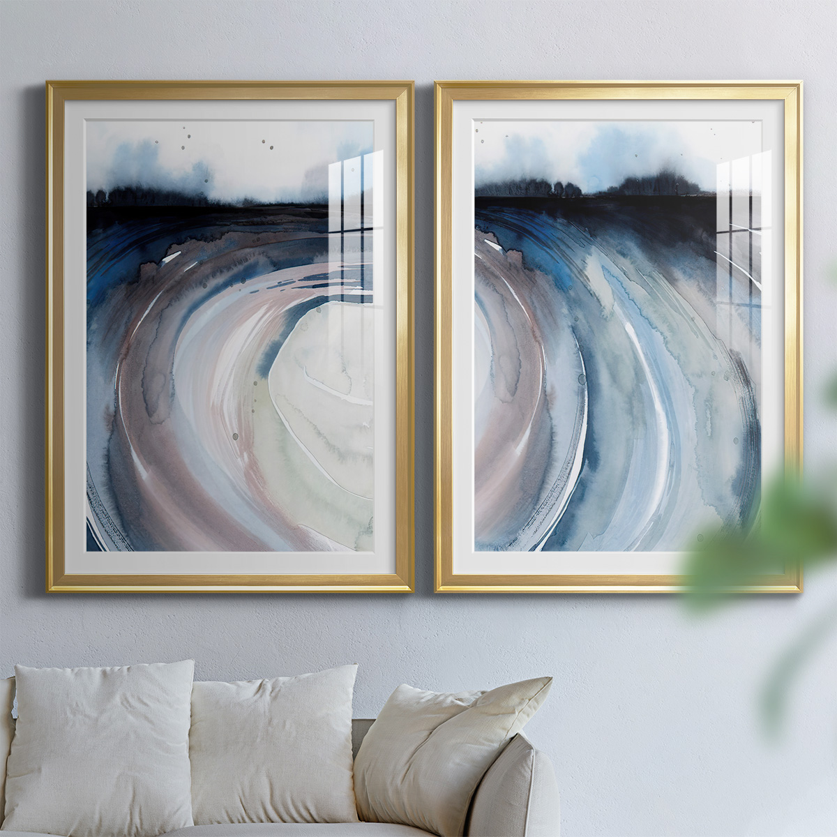 Wexford Home Geode Valley I Premium Framed Print, 22.5" x 30.5" - Ready to Hang, Gold (Set of 2)