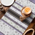 thumbnail image 4 of Table Runner - 48 Inch Long, Purple Geometric Kitchen Dining Table Runner Dresser Scarves, Stripes Boho Spring Flowers Country Rural Farmhouse Decor for Coffee Tables Wedding Party Banquet, 4 of 8