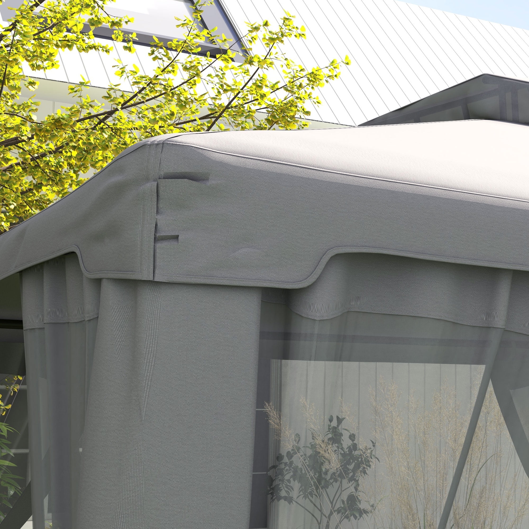 Outsunny 9.6' x 11.6' Patio Gazebo, Steel Frame, Polyester Roof, Outdoor Canopy Shelter, Gray